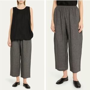 ESKANDAR Japanese Wool Blend Pull On Trousers Grey L